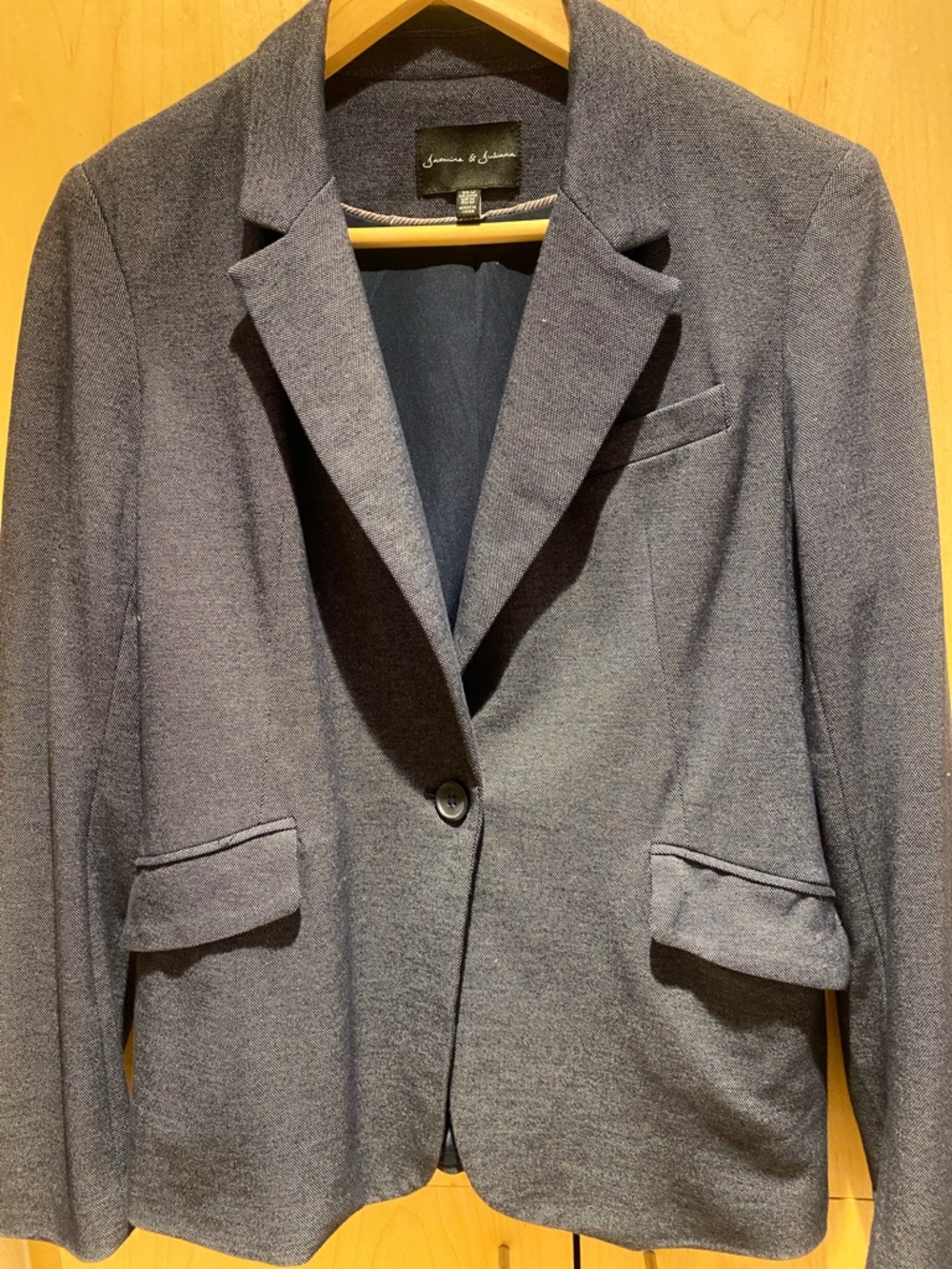 Jasmine & Juliana Dark Navy Knit Single-Button Blazer